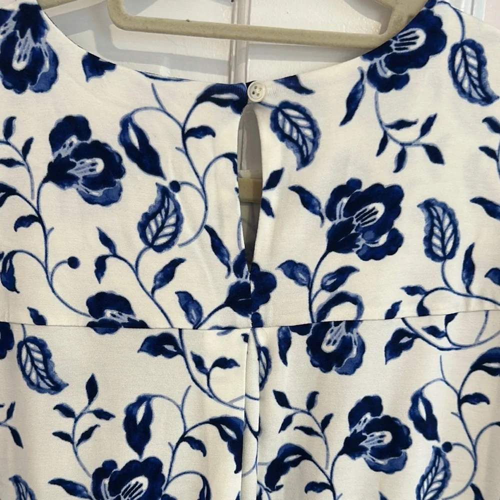 J.Jill Floral Blue and Cream Dress - Picture 3 of 6